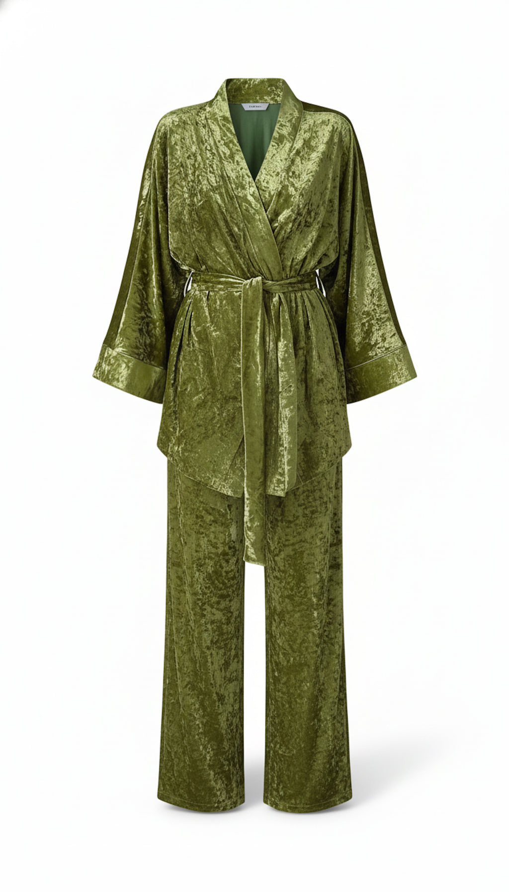 Women’s Velvet Tie Waist Lounge Set - Cozy Long Sleeve Top & Pants