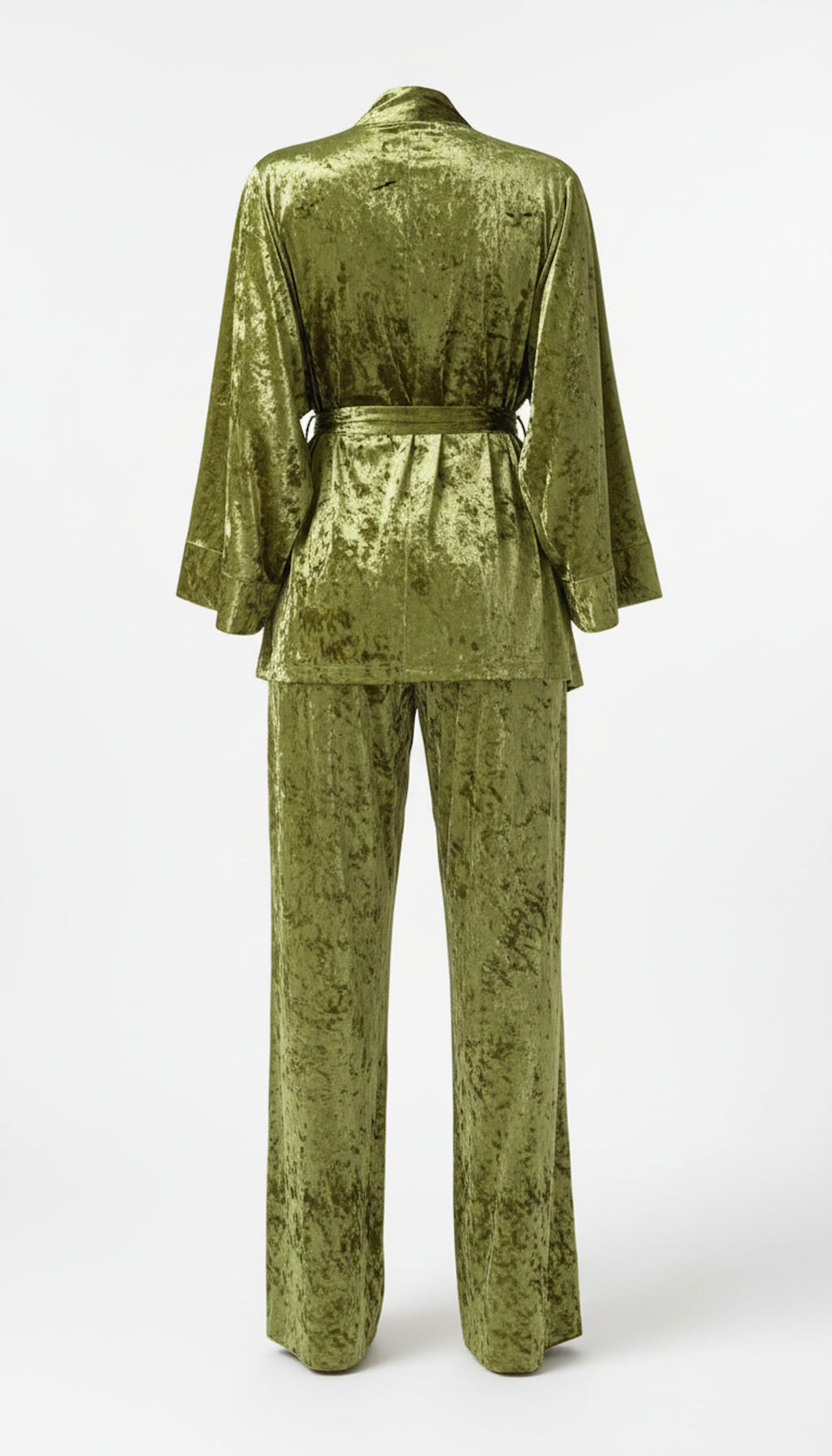 Women’s Velvet Tie Waist Lounge Set - Cozy Long Sleeve Top & Pants