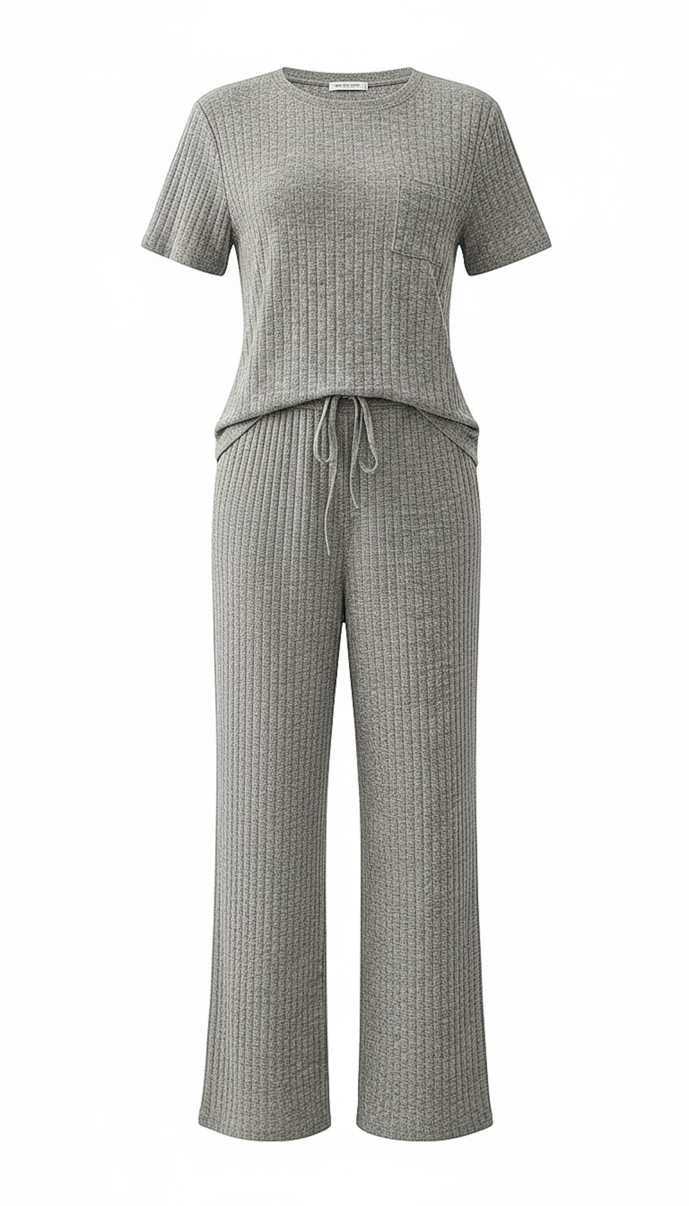 Refined Ribbed Knit Two-Piece Lounge Set