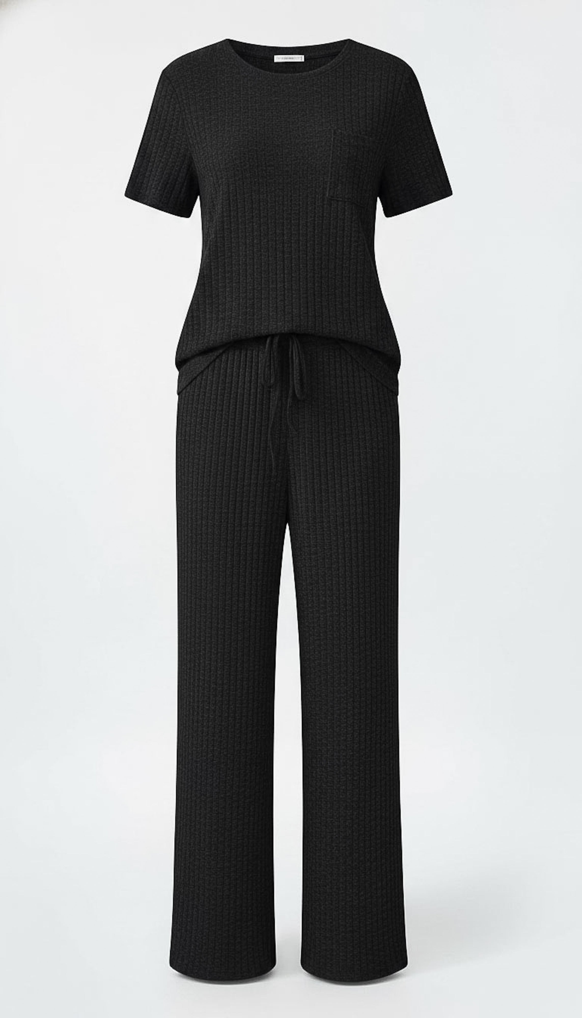 Refined Ribbed Knit Two-Piece Lounge Set