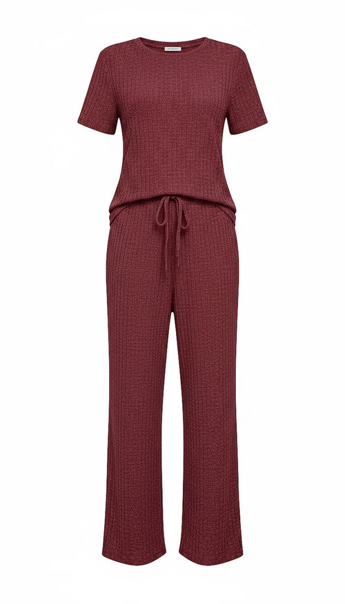Refined Ribbed Knit Two-Piece Lounge Set
