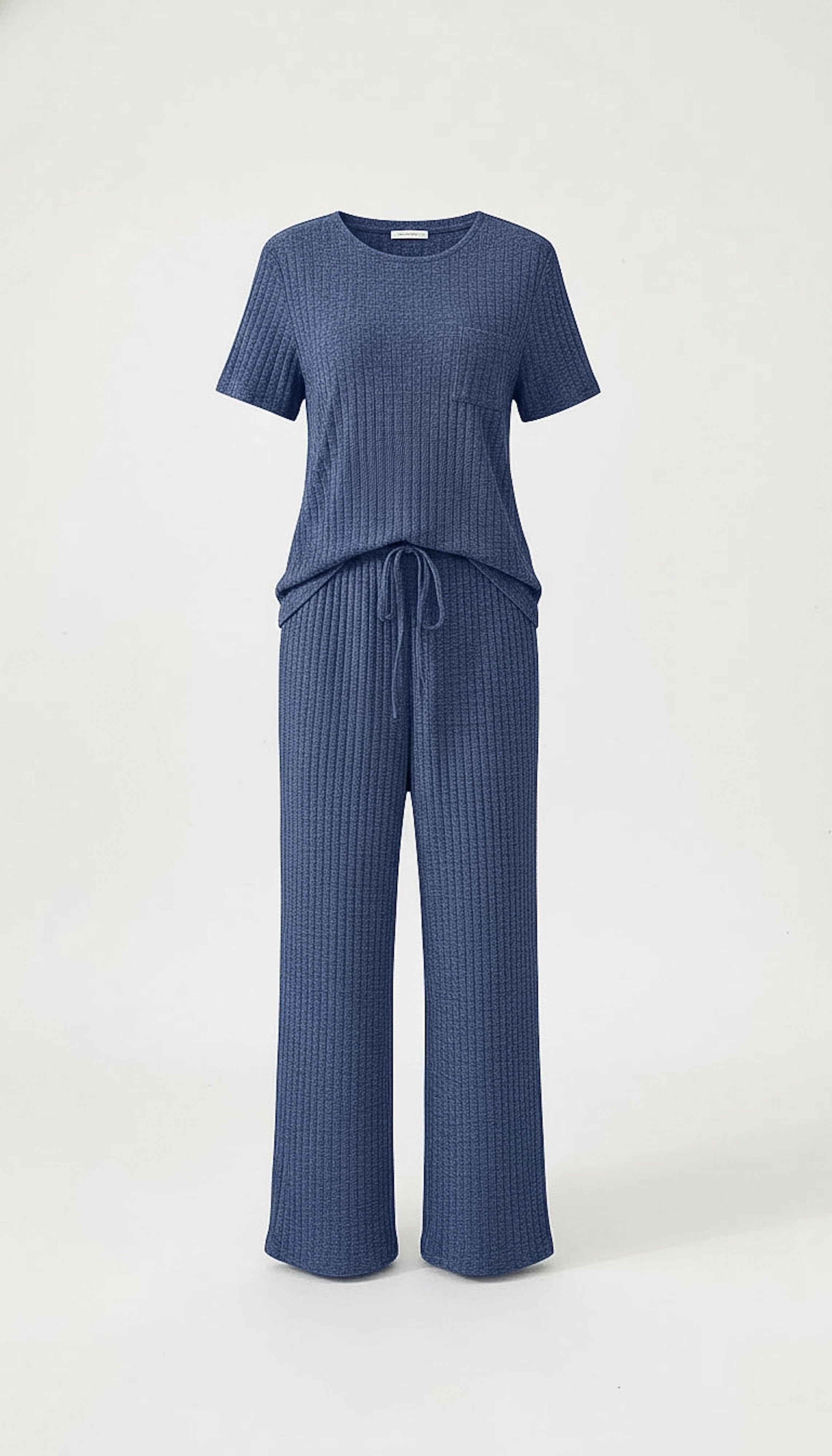 Refined Ribbed Knit Two-Piece Lounge Set