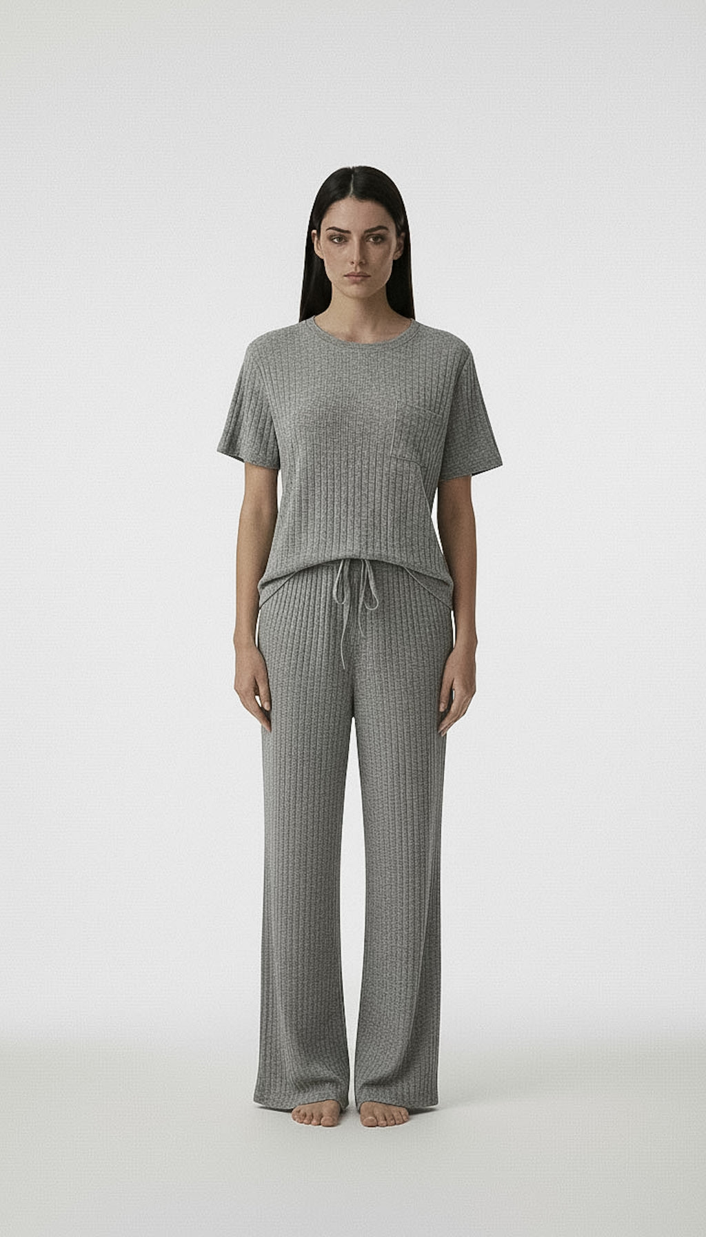 Refined Ribbed Knit Two-Piece Lounge Set