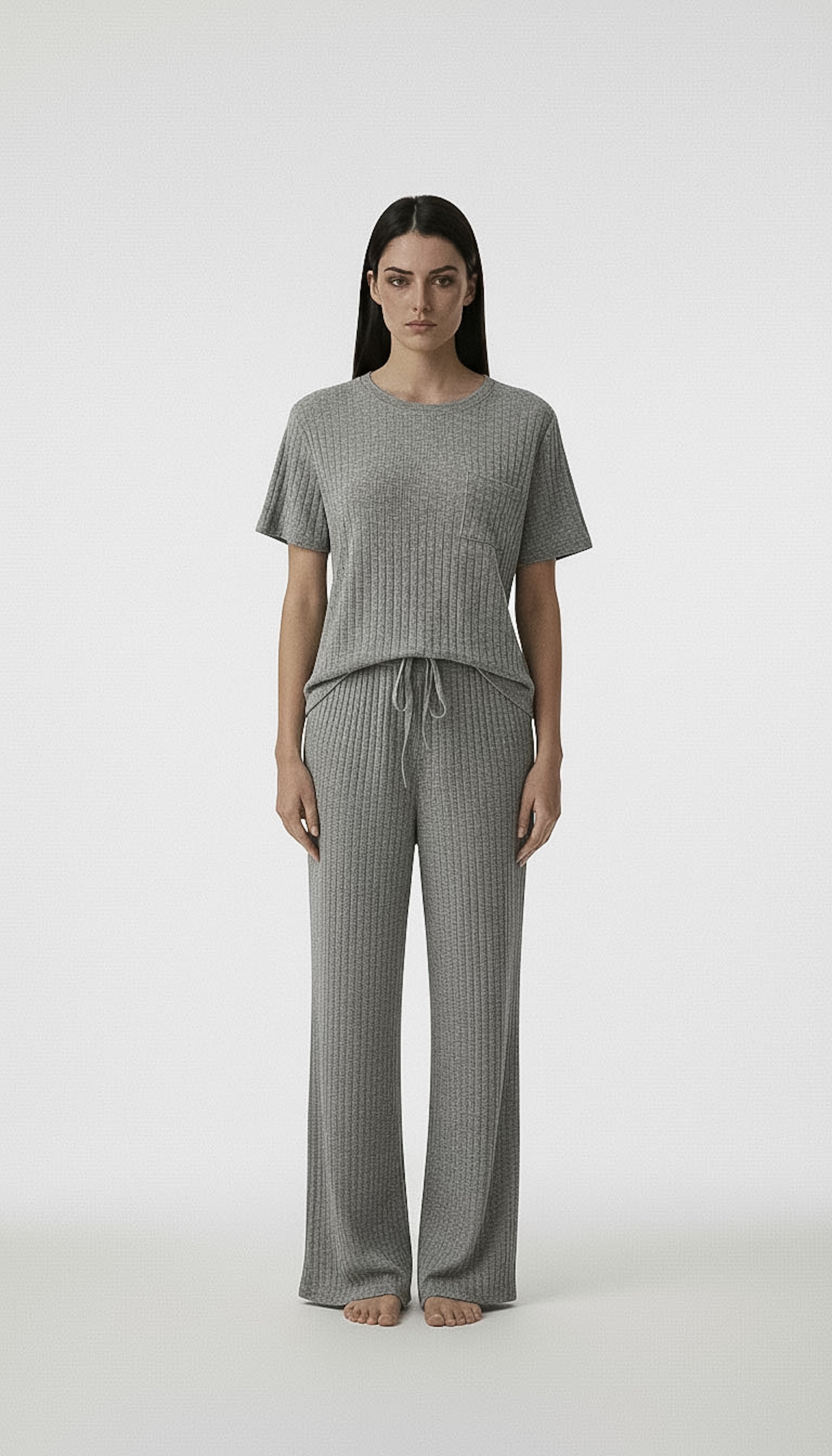 Refined Ribbed Knit Two-Piece Lounge Set