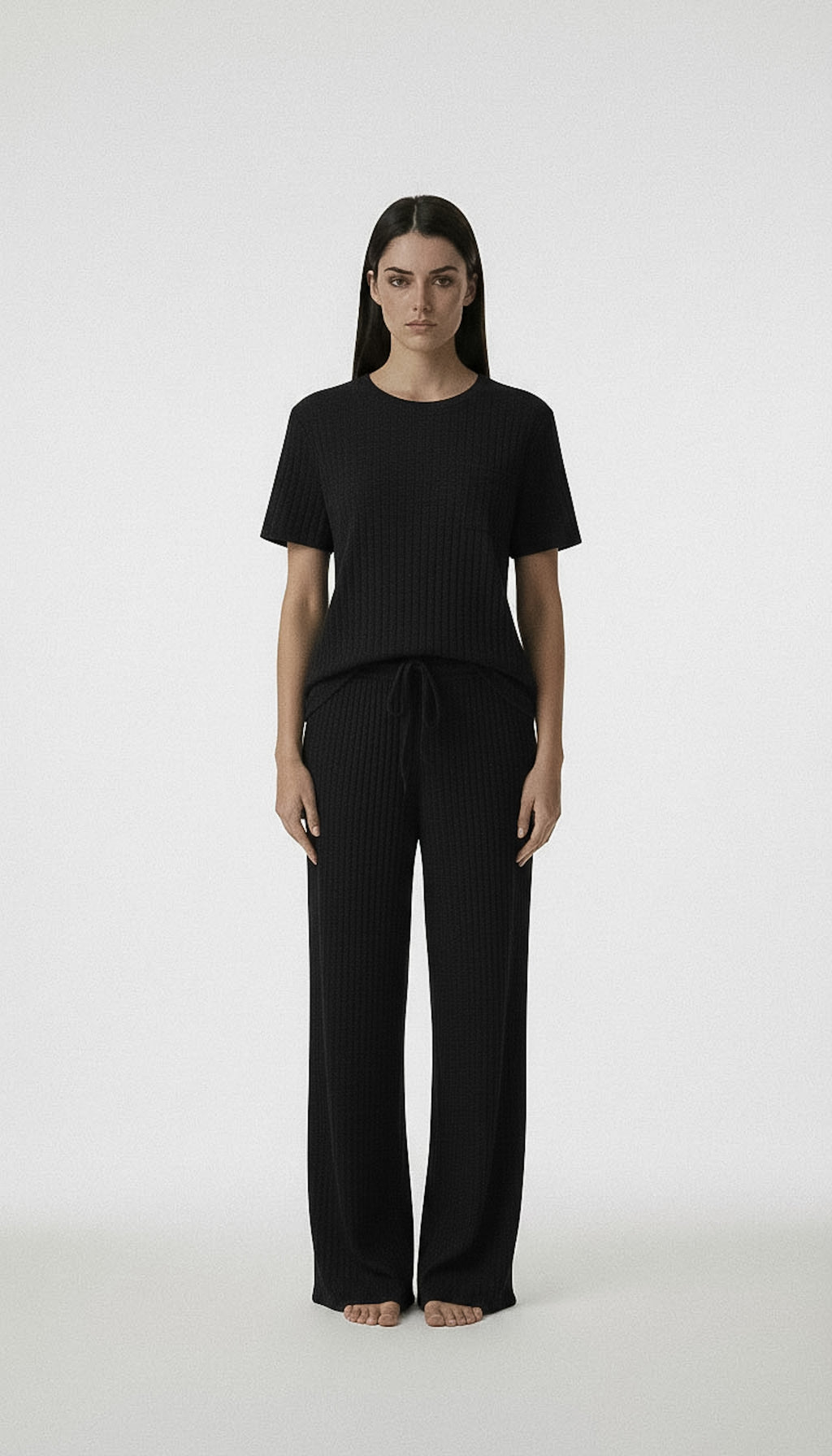 Refined Ribbed Knit Two-Piece Lounge Set