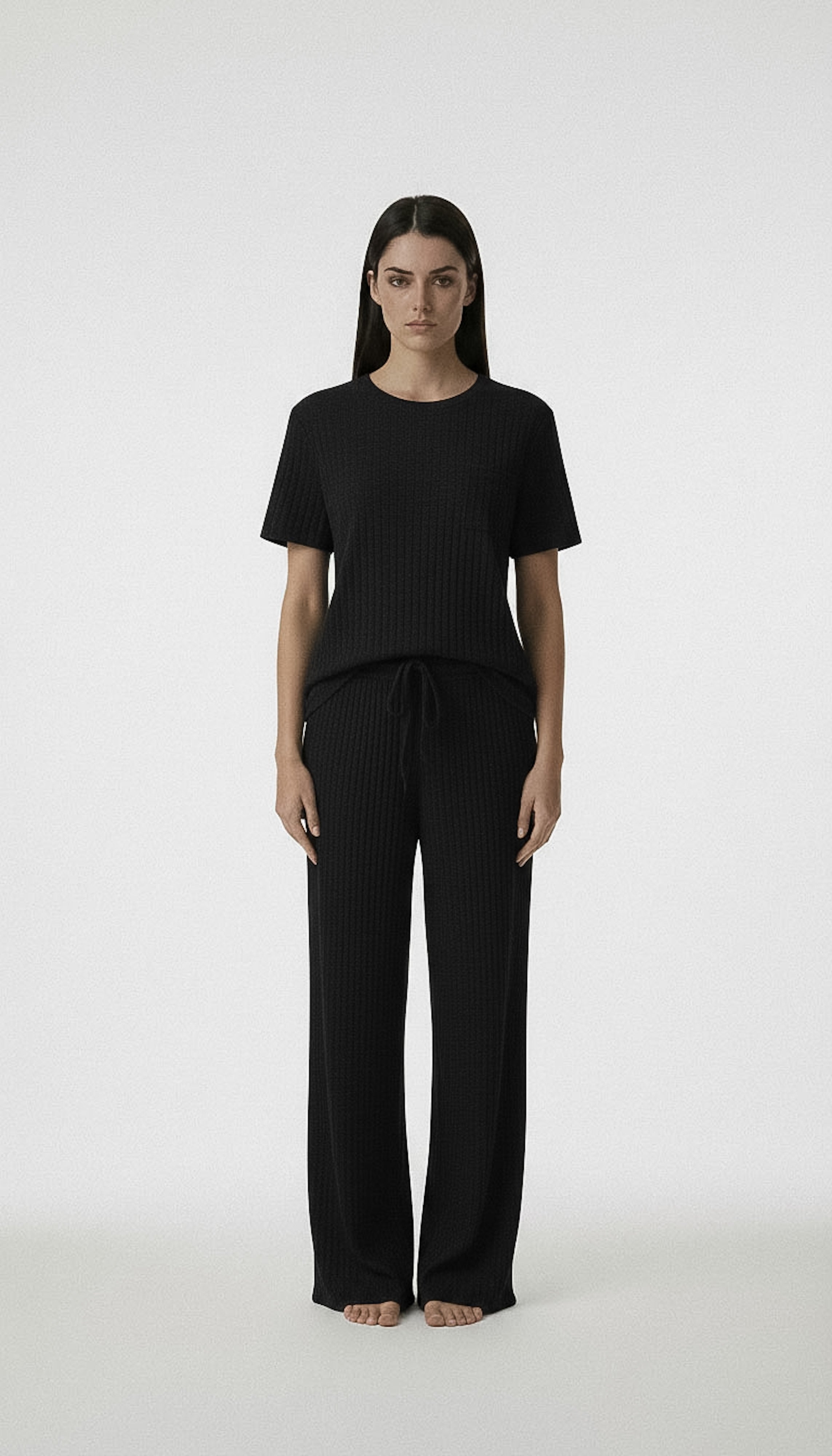 Refined Ribbed Knit Two-Piece Lounge Set