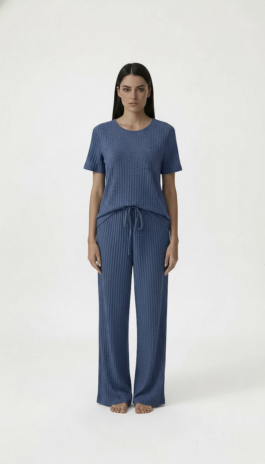 Refined Ribbed Knit Two-Piece Lounge Set